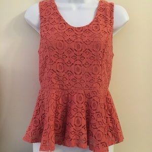 Forever 21 Lace Peplum Sleeveless Top Medium